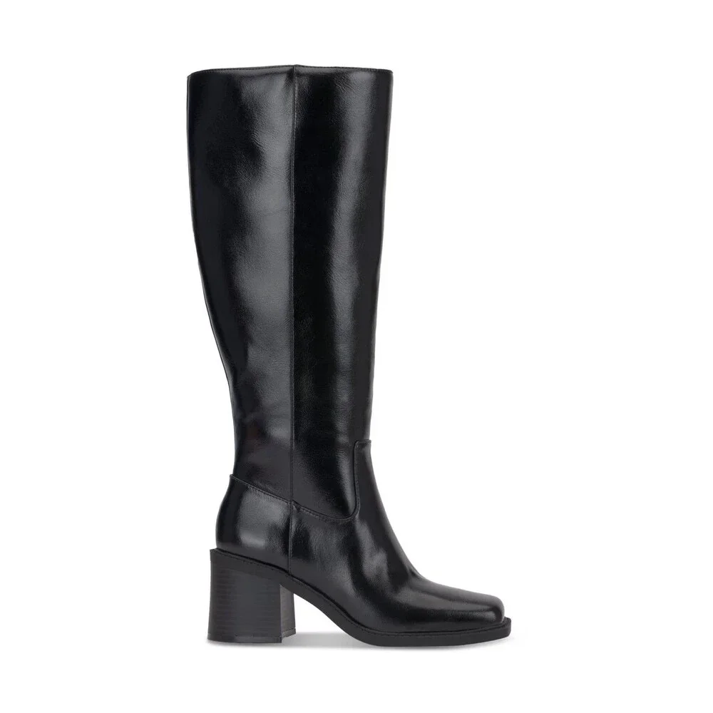 INC Womens 7 M Black Smooth Mariah Block Heel Knee High Boots DISPLAY RW6